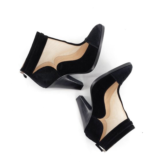 MISSONI Runway Pony Style Calf Hair Suede Mesh Panel Black Bootie NEW - Picture 12 of 15